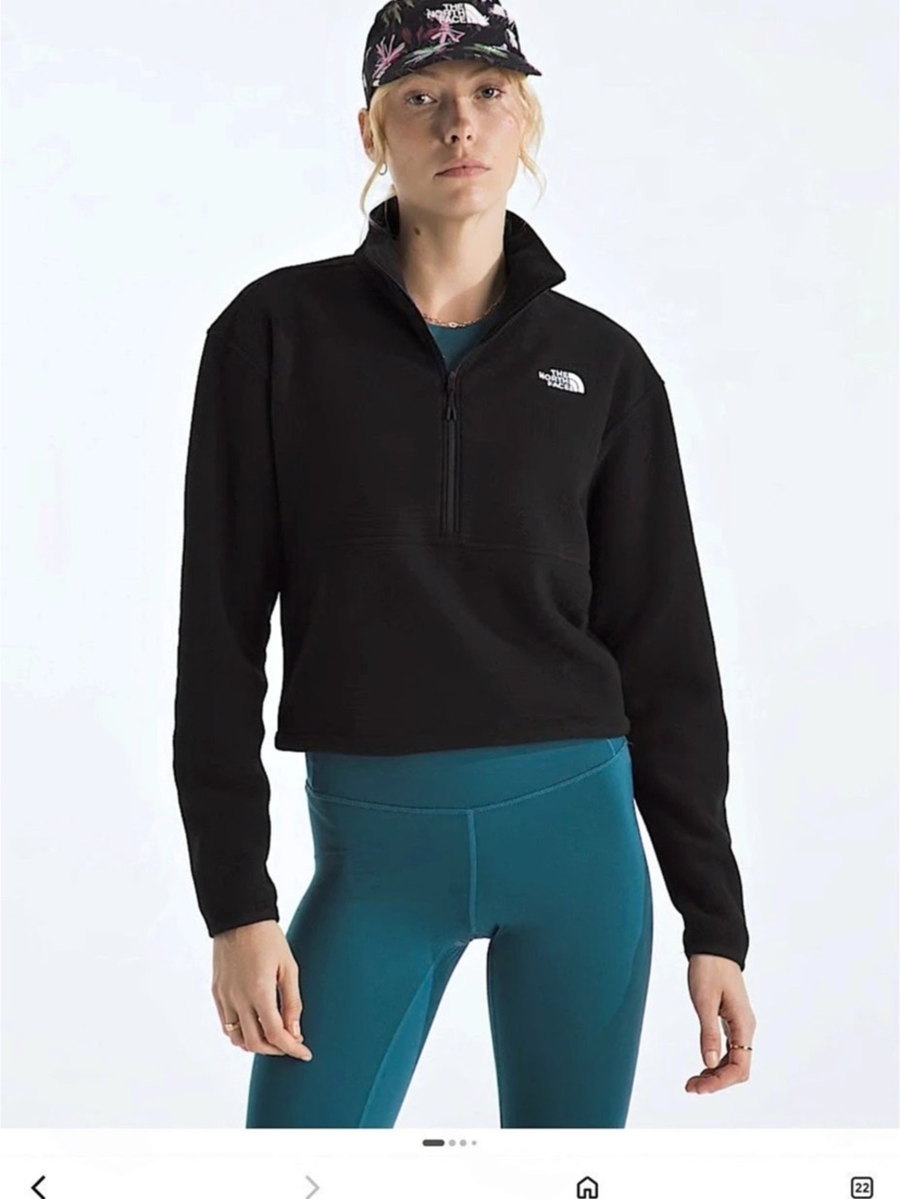 The North Face Glacier Fleece 1/2-Zip Short crop Black medium sweatshirt like ne
